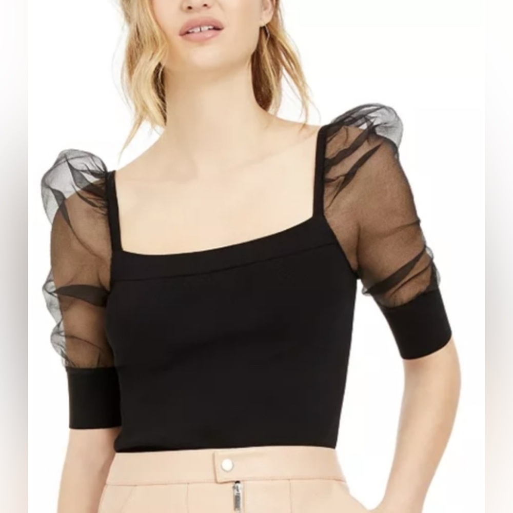 Bar III Puff Sleeve Top